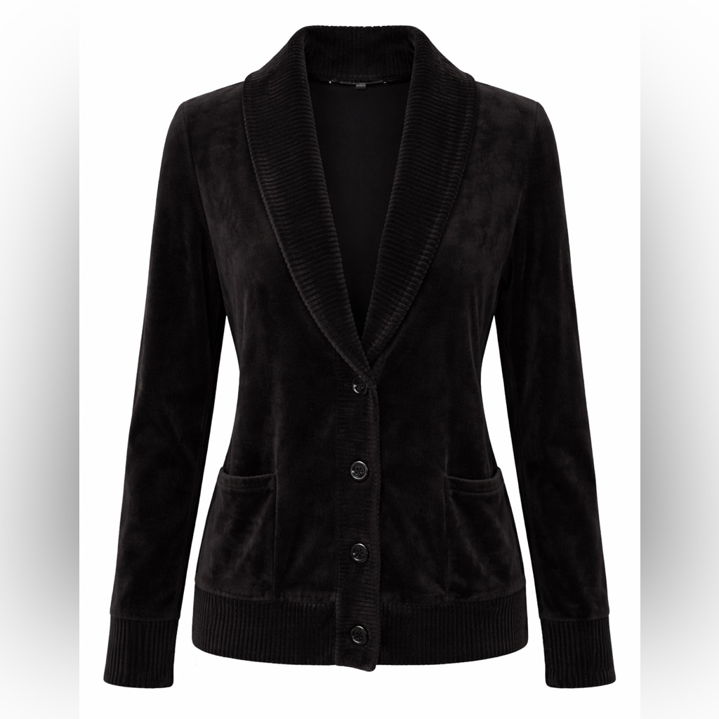 Jones New York Signature Black Velour Cardigan Blazer | Size M